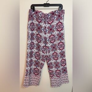 Loft Women’s Relaxed  Wide Leg Pockets Pull On Pant Size Large